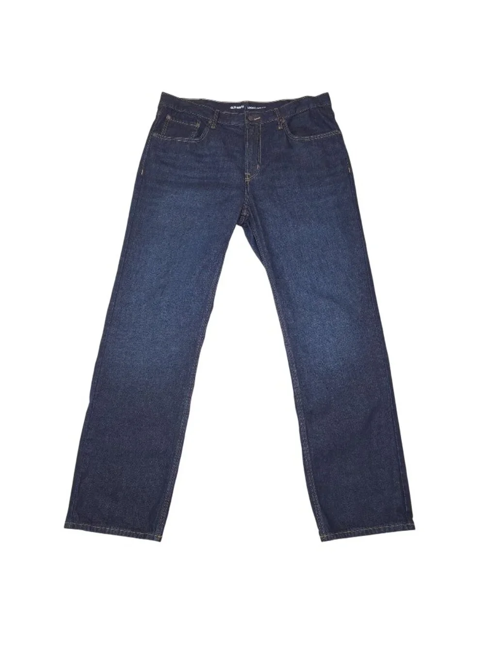 Old Navy Mens Loose Fit Dark Wash Denim Jeans 38x34 Cotton Classic Comfort